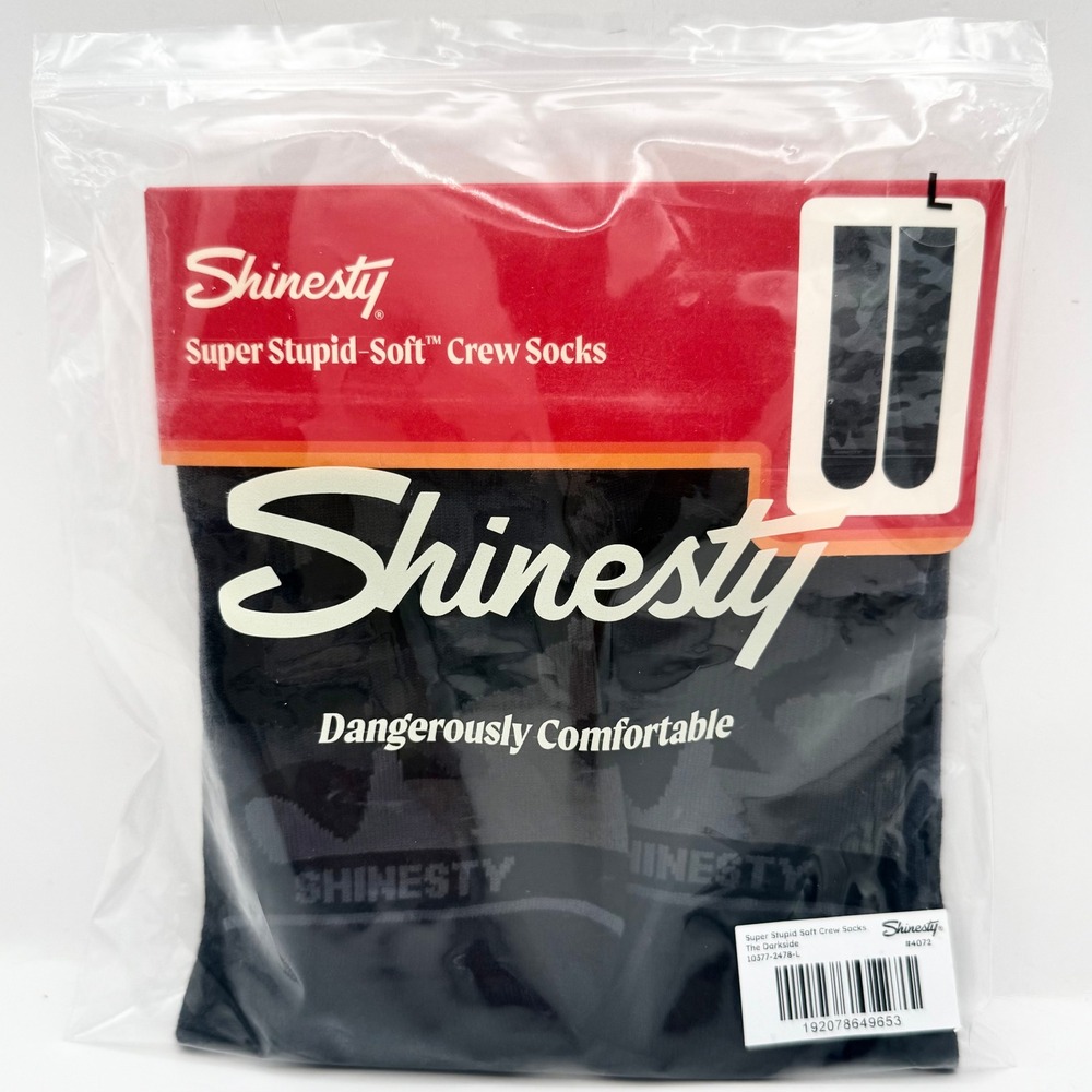 Shinesty Crew Socks Mens Large Black Camo NEW Super Stupid Soft The Darkside